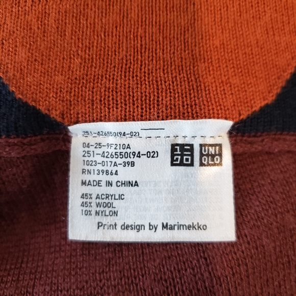 Marimekko Uniqlo wool blend heavy culottes wide leg pants high rise rust copper - Picture 8 of 9